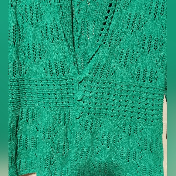 JM Collection EUC Green Cardigan, 3/4 Sleeves, - Picture 4 of 7